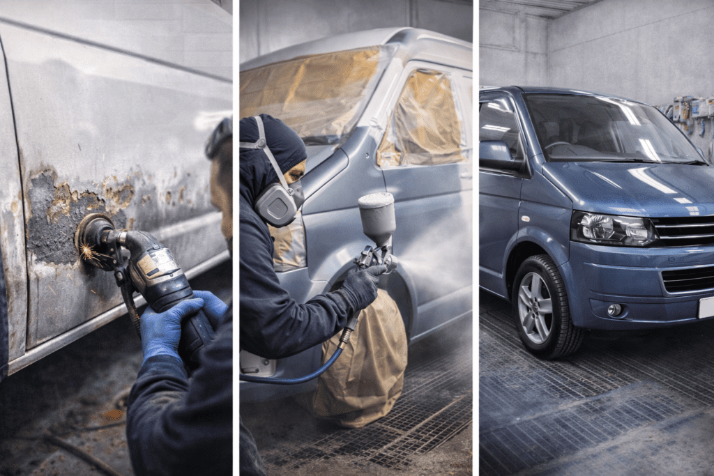 campervan respray pricing factors including rust repair, paint quality and professional finish