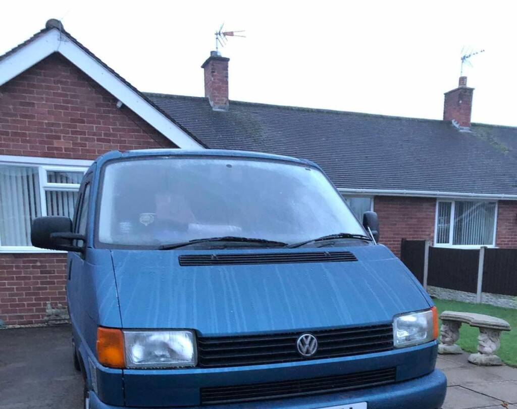 VW T4 full respray before image showing faded bonnet and dull original paintwork
