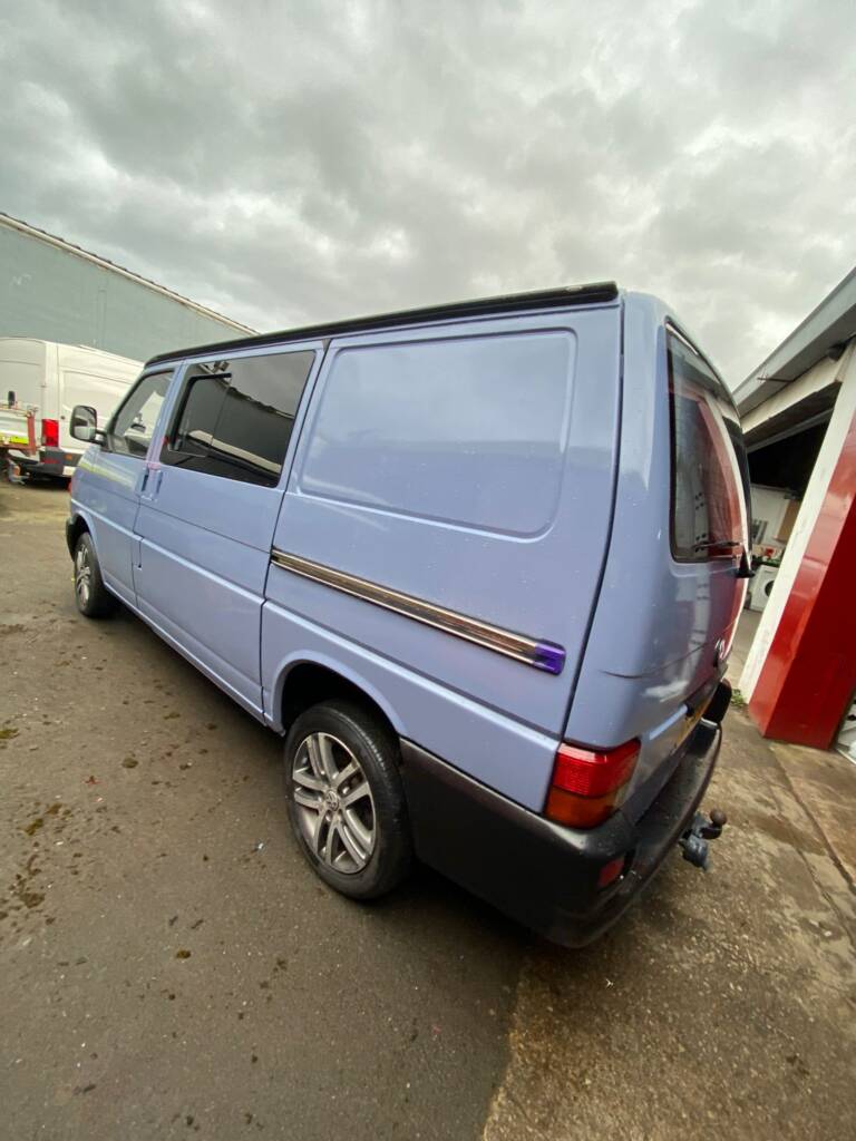 VW T4 full respray rear quarter view after full exterior repaint