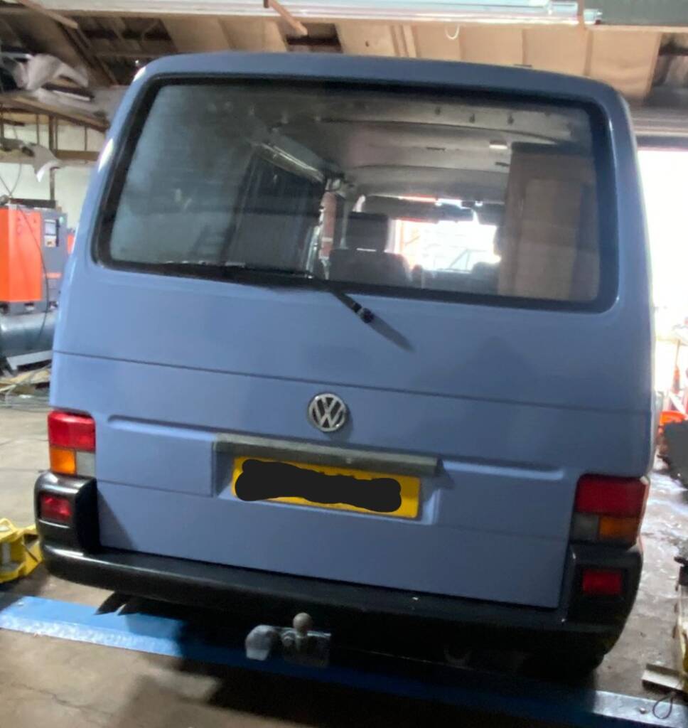VW T4 full respray rear view after painting at Painting Campers UK