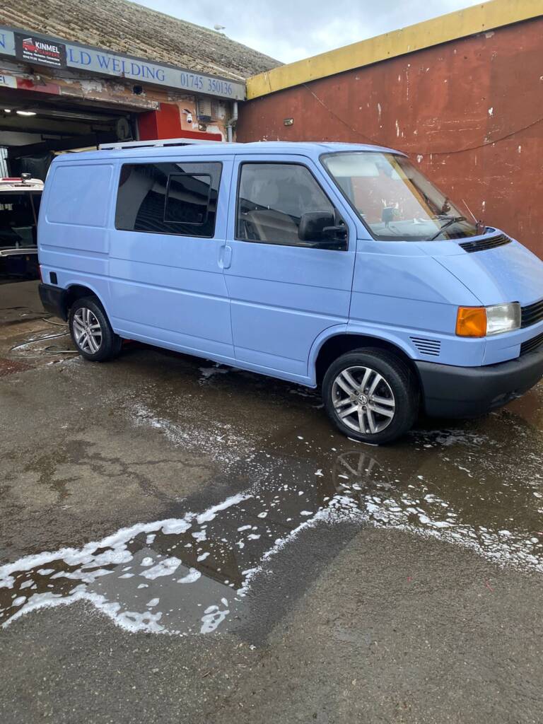 VW T4 full respray completed side view showing even paint coverage