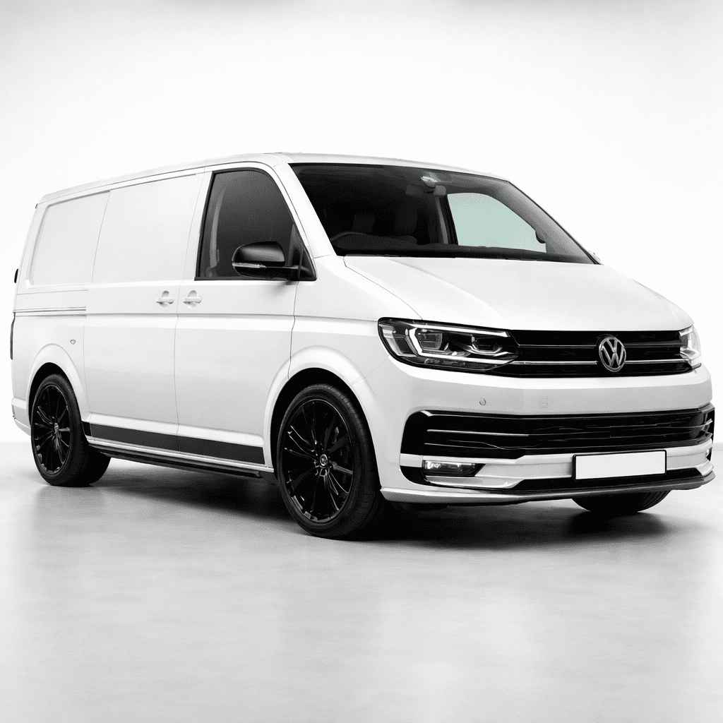 Gloss white van respray with a clean, reflective finish and modern styling accents